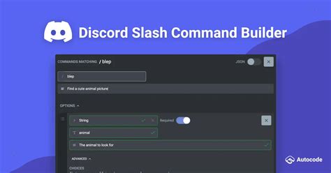 Components, aside from Action Rows, must have a customid field. . Slash command builder documentation